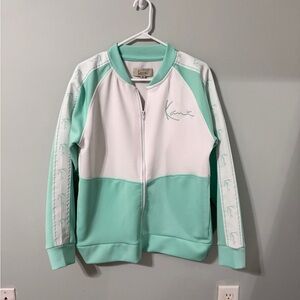 Vintage Karl Kani track jacket in white and mint green size M
